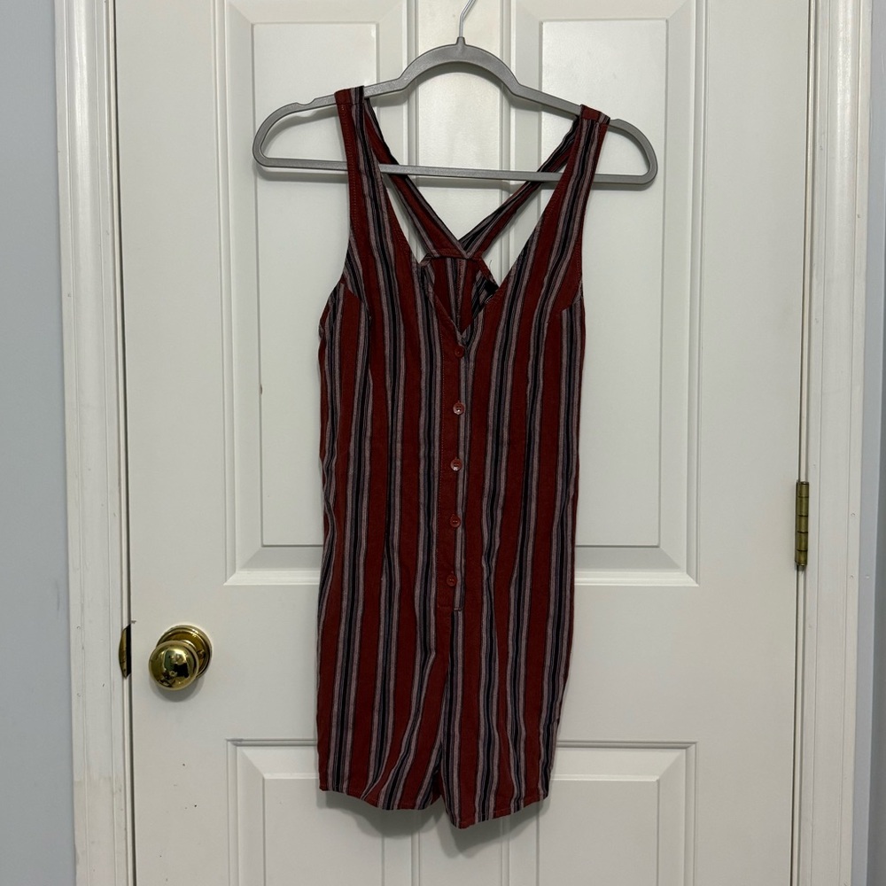 Forever 21 Red and White Striped Sleeveless Romper